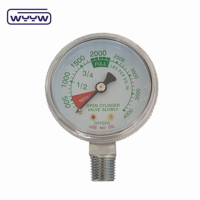 Fabrika fiyatı 0-4000psi kromlu tıbbi amaçlı, yağ tabanı girişsiz 50mm kromlu oksijen silindir basınç ölçer