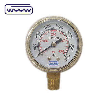 Fabrika fiyatı 0-4000psi kromlu tıbbi amaçlı, yağ tabanı girişsiz 50mm kromlu oksijen silindir basınç ölçer