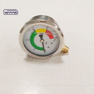 CE Onayı EN837-1 Gliserin Yağı Doldurma Hidrolik 0-25 Bar G1/4 &quot;Yağ Doldurulmuş Renk Basınçölçeri