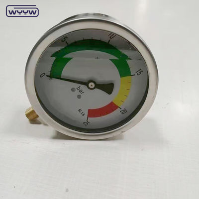 CE Onayı EN837-1 Gliserin Yağı Doldurma Hidrolik 0-25 Bar G1/4 &quot;Yağ Doldurulmuş Renk Basınçölçeri