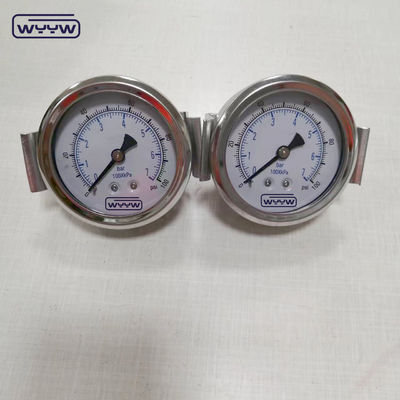 ss304 hidrolik jack 1/4 &quot;bsp 2.5&quot; aksyal sıvı dolu sıkıştırma basınç ölçer