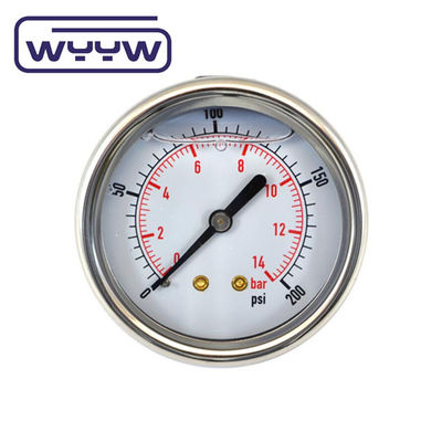 En837-1 63mm arka tüm paslanmaz çelik tunç bordon boru basınç ölçer 0-20bar/0-300psi 1/4