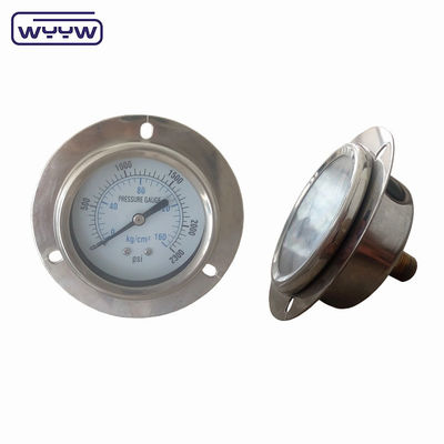 CE onaylı 63mm EN837-1 gliserin yağı dolusu bar psi ön flensli çift ölçekli basınç ölçümü