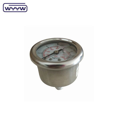 40mm ceneter back OEM 1/4"bsp npt 1.5 inç yüz gliserin dolu basınç ölçer