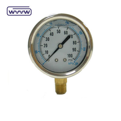 EN837-1 Gliserin 63mm 1psi 0- 600 Psi Npt 1/4 Yağla Dolu Basınçölçer