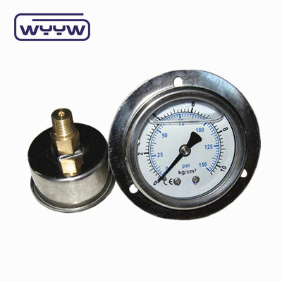 Çarpışma Direnci Tam 150 Psi Hidrolik Basınç Ölçücü Yağı 400 Bar Ön Flange ile