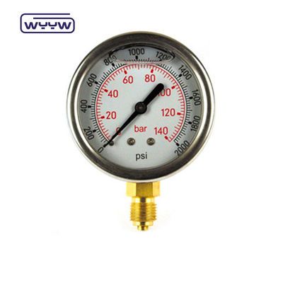 Fabrika Tedarik DN65 Yüksek Anti-Sismik Paslanmaz Çelik 2.5 inç 1/4 &quot;NPT Sıvı Yağ Dizel Basınçölçeri