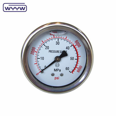 63mm EN837-1 hidrolik su 0-10bar / psi eksenel giriş yağı gliserin dolu basınç ölçer 2.5 &quot;manometre