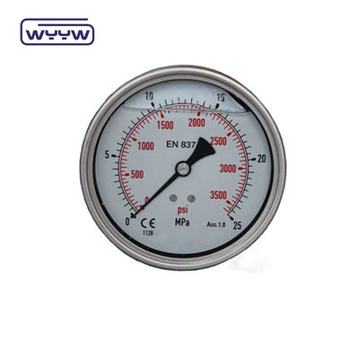 63mm EN837-1 hidrolik su 0-10bar / psi eksenel giriş yağı gliserin dolu basınç ölçer 2.5 &quot;manometre