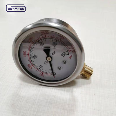 Özelleştirilebilir 1/4 BSPT Alt Bağlantı Vakum Yağ Doldurulmuş Basınç Ölçücüsü Endüstriyel Yüksek Basınçlı Gaz Ölçücüleri Çiğ