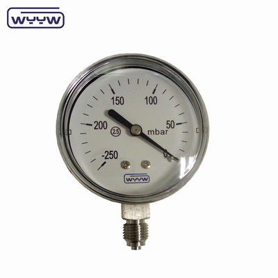 Radial 1/4 &quot;bsp kapsül 63mm düşük basınçlı kpa mbar manometre paslanmaz çelik ticari basınç ölçer