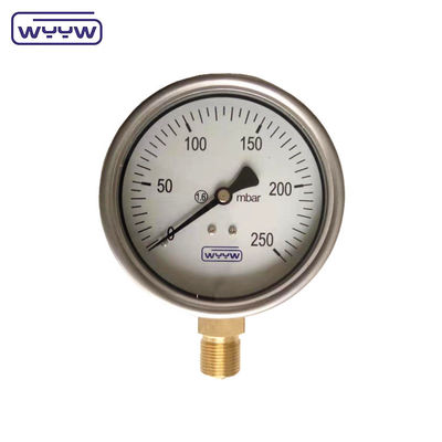 Çin fabrikası kapsül basınç ölçer 100mm mbar ss durum tunç bağlantı 1/2 &quot;bsp cmh2o düşük basınç manometre