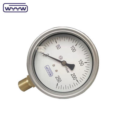Çin fabrikası kapsül basınç ölçer 100mm mbar ss durum tunç bağlantı 1/2 &quot;bsp cmh2o düşük basınç manometre
