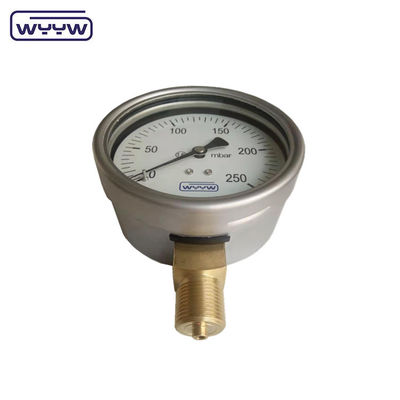 Çin fabrikası kapsül basınç ölçer 100mm mbar ss durum tunç bağlantı 1/2 &quot;bsp cmh2o düşük basınç manometre