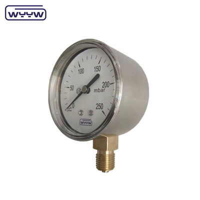 Paslanmaz Çelik Düşük Basınç Manometre Mbar Bellows 63mm 0-6 Kpa Basınçölçer