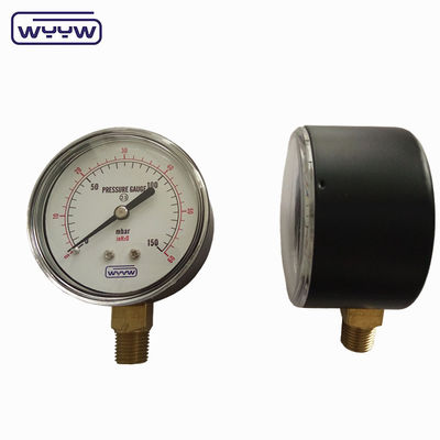 90mbar Kapsula Basınç Ölçüsü Siyah Çelik Düşük 60mm Bellow Tipi Manometre