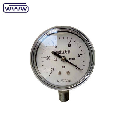 MMWC &amp; Mbar 63mm Kapsula Basınç Ölçücü Manometre Paslanmaz Çelik Malzemesi