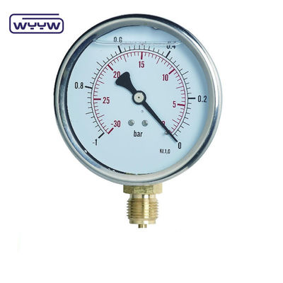 SS304 Durum bileşik ölçer basınç ölçer radyal yön -1-1bar -15-15psi 100mm Yağ dolusu