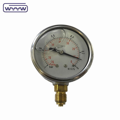 SS304 Durum bileşik ölçer basınç ölçer radyal yön -1-1bar -15-15psi 100mm Yağ dolusu