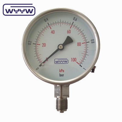 4&quot; tüm paslanmaz çelik basınç ölçer 0-100bar 100mm SS304 Kuru Oksijen Manometre