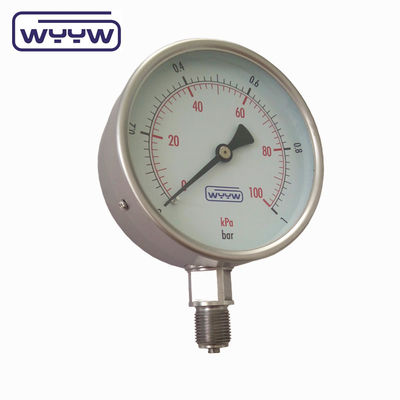 4&quot; tüm paslanmaz çelik basınç ölçer 0-100bar 100mm SS304 Kuru Oksijen Manometre