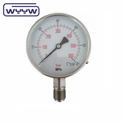 4&quot; tüm paslanmaz çelik basınç ölçer 0-100bar 100mm SS304 Kuru Oksijen Manometre