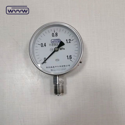 100mm doğruluklu KL1.6 paslanmaz çelik hava oksijen kuru kullanım yağ basınç göstergesi yok