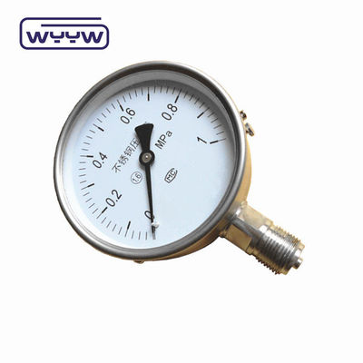 Y-100H hiç yağ oksijen kullanın 100mm yüksek hassasiyet alt M20X1.5 G1/2&quot; kuru tüm paslanmaz çelik basınç ölçer