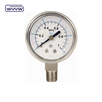 60mm Hava Paslanmaz Çelik Basınç Ölçüsü Çift Ölçek Alt Bağlantısı