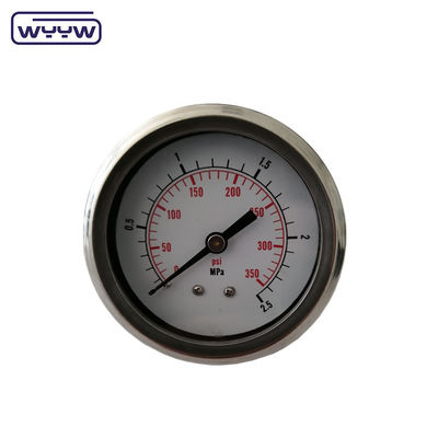 63mm paslanmaz çelik sıvı dolu basınç ölçer şok geçirmez 1/4 