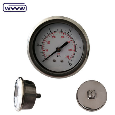 63mm paslanmaz çelik sıvı dolu basınç ölçer şok geçirmez 1/4 &quot;Bsp Arka bağlantı