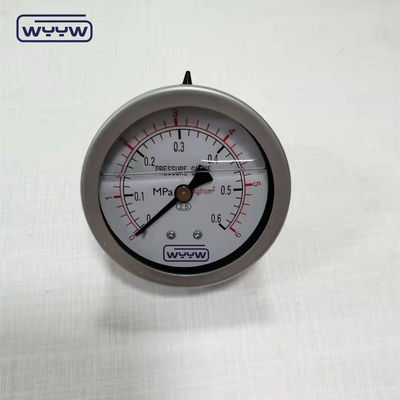 63mm paslanmaz çelik sıvı dolu basınç ölçer şok geçirmez 1/4 &quot;Bsp Arka bağlantı