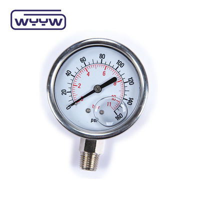 60mm Dial Sıvı Doldurulmuş Basınçölçer 250 Bar Manometre EN 837-1