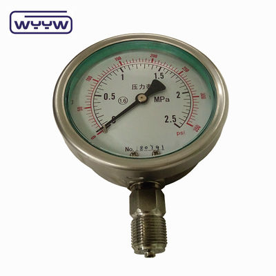 100mm 4 inç kgf/cm2 psi çift ölçek tüm paslanmaz çelik Çin'de yağ basıncı manometre üreticisi