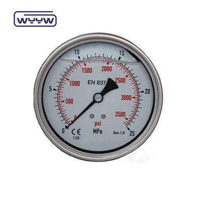 Yüksek kaliteli eksenel manometre MPa/bar/kg Geri bağlantı 60mm tam 304ss paslanmaz çelik basınç ölçer