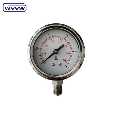 SS316 Alt 63mm Sıvıyla Doldurulmuş Basınç Ölçücü Genel Manometre