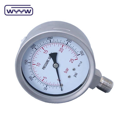 100mm Tüm SS304 Güvenlik Cam Bayonet Basınç Ölçüsü 1 Yıllık Garanti