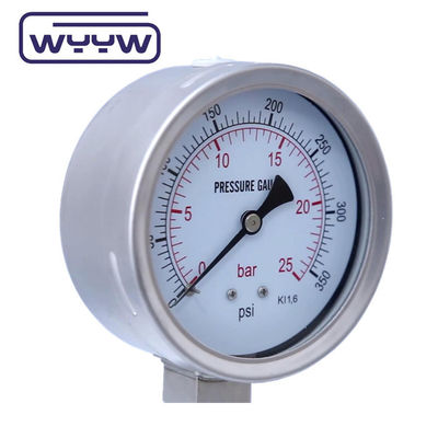 100mm Tüm SS304 Güvenlik Cam Bayonet Basınç Ölçüsü 1 Yıllık Garanti