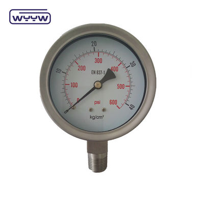 100mm Tüm SS304 Güvenlik Cam Bayonet Basınç Ölçüsü 1 Yıllık Garanti