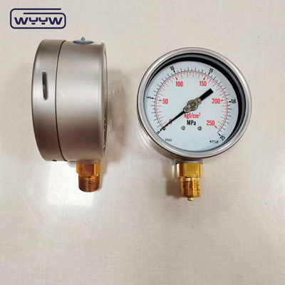 Bezel Paslanmaz Çelik Kutusu Manometre Gaz Basıncı 0-25MPa 0-250kgf/Cm2