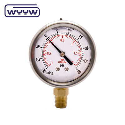 2.5 Inch Dial Size Vacuum Measurement Instrument For Pressure Range Of 30inHG Vacuum Through 15000psi