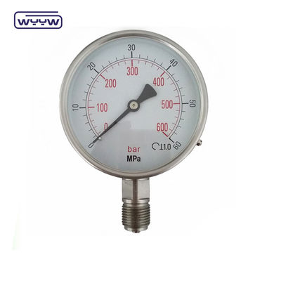 1 Yıl ±1.6% Tam ölçek doğruluğu sıvı dolu vakum ölçer 1/4&quot; 1/2''BSP/PT/NPT/G/M iplik