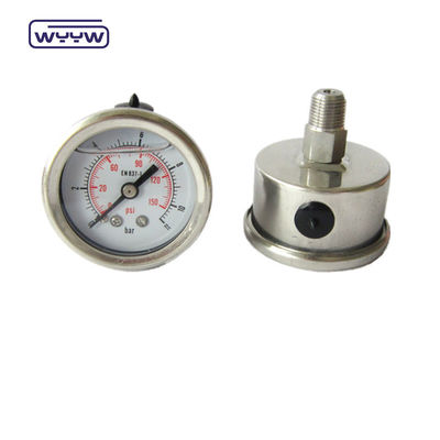 Paslanmaz çelik Bourton tüpü sıvı dolu basınç ölçer Ağır görevli 63mm 100mm 150mm