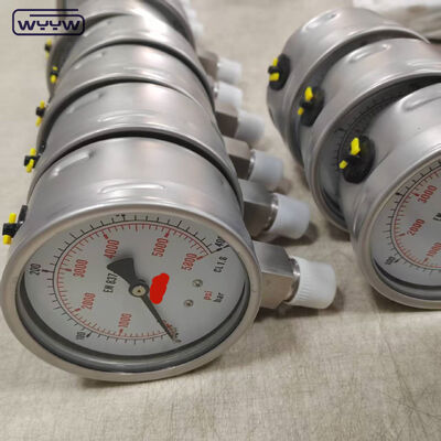 Silikon Gliserin Doldurulmuş Bezel Ring Basınç Ölçücüsü Endüstriyel Uygulamalar İçin 100mm Dial ve Alt Montajlı