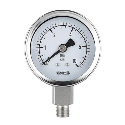 316 Paslanmaz Çelik 50mm Titreşime Dayanıklı Eksenel Basınç Göstergesi, Alt Bağlantılı