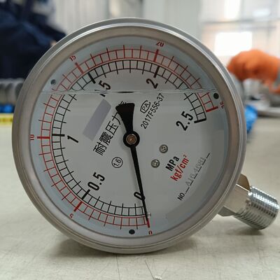 4 inç 100mm Sıvı Dolgulu Hidrolik Basınç Göstergesi, 0-2.5MPa/0-25kgf/cm² Aralığı ve Darbeye Dayanıklı Tasarım