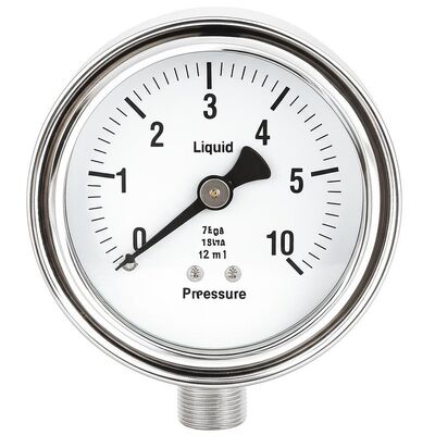 4 inç 100mm Sıvı Dolgulu Hidrolik Basınç Göstergesi, 0-2.5MPa/0-25kgf/cm² Aralığı ve Darbeye Dayanıklı Tasarım