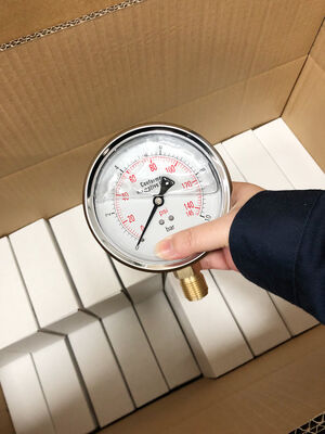 Premium Paslanmaz Çelik Sıvı Doldurulmuş Basınçölçeri, Çift Ölçekli ve % 1.6 Doğruluk