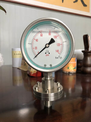 Kimyasal ve sanitasyon uygulamaları için diafragma mühürü koruması ile paslanmaz çelik diafragma basınç ölçer