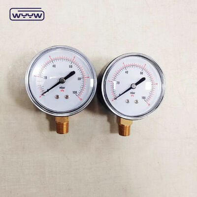 63mm 100mbar Siyah Çelik Kasa Kapsül Alt Montajlı Gaz Basınçölçeri